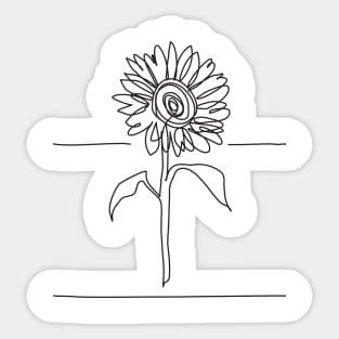 Sunflower Line Drawing -Black Sticker